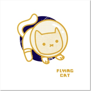 Funny Flying Cat Stargazer Posters and Art